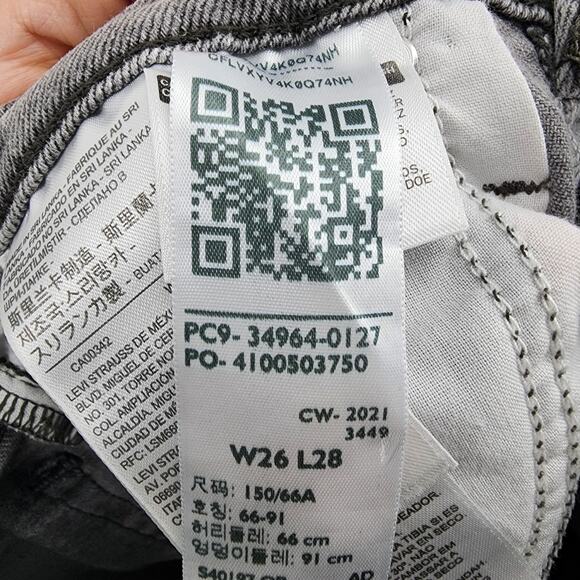 Levi's Women's Button Fly High Rise Wedgie Straight Gray Ankle Jeans Size 26 - Picture 6 of 10